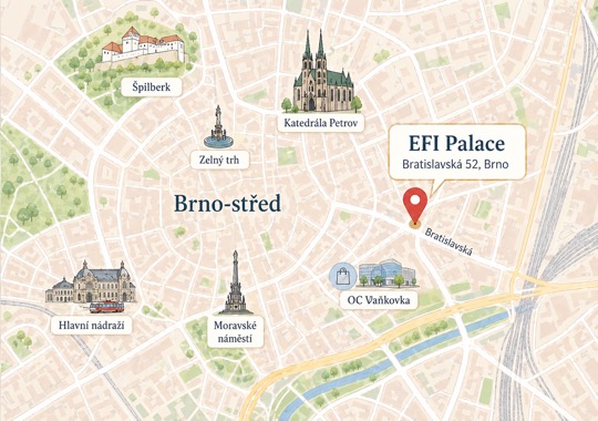 EFI Palace v centru Brna